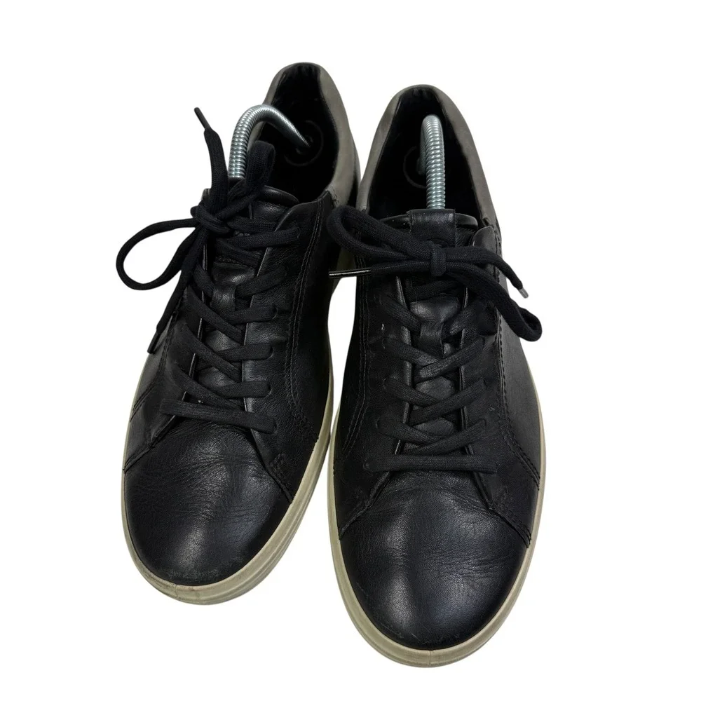 ECCO Soft 7 Mens Black Leather‎ Low Top Sneakers 470054-52570 Size 10-10.5 EU 44